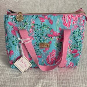 Lilly Pulitzer Vibrant Pink and Blue Lunch Tote